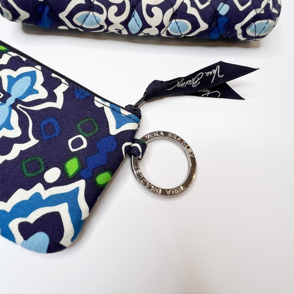 Vera Bradley Wristlet and Coin Purse Ink Blue Quilted Fabric Bags - Picture 7 of 8
